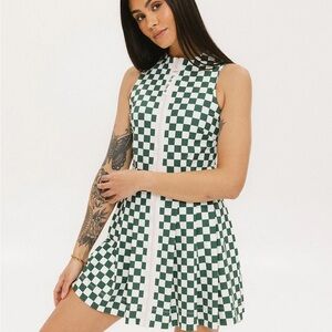 NWT Fore All Erin Dress - Green/White Checkers